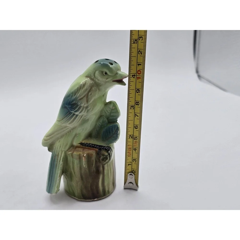 Vintage Bird on Stump Salt and‎ Pepper Shakers Green Chadwick Japan Single